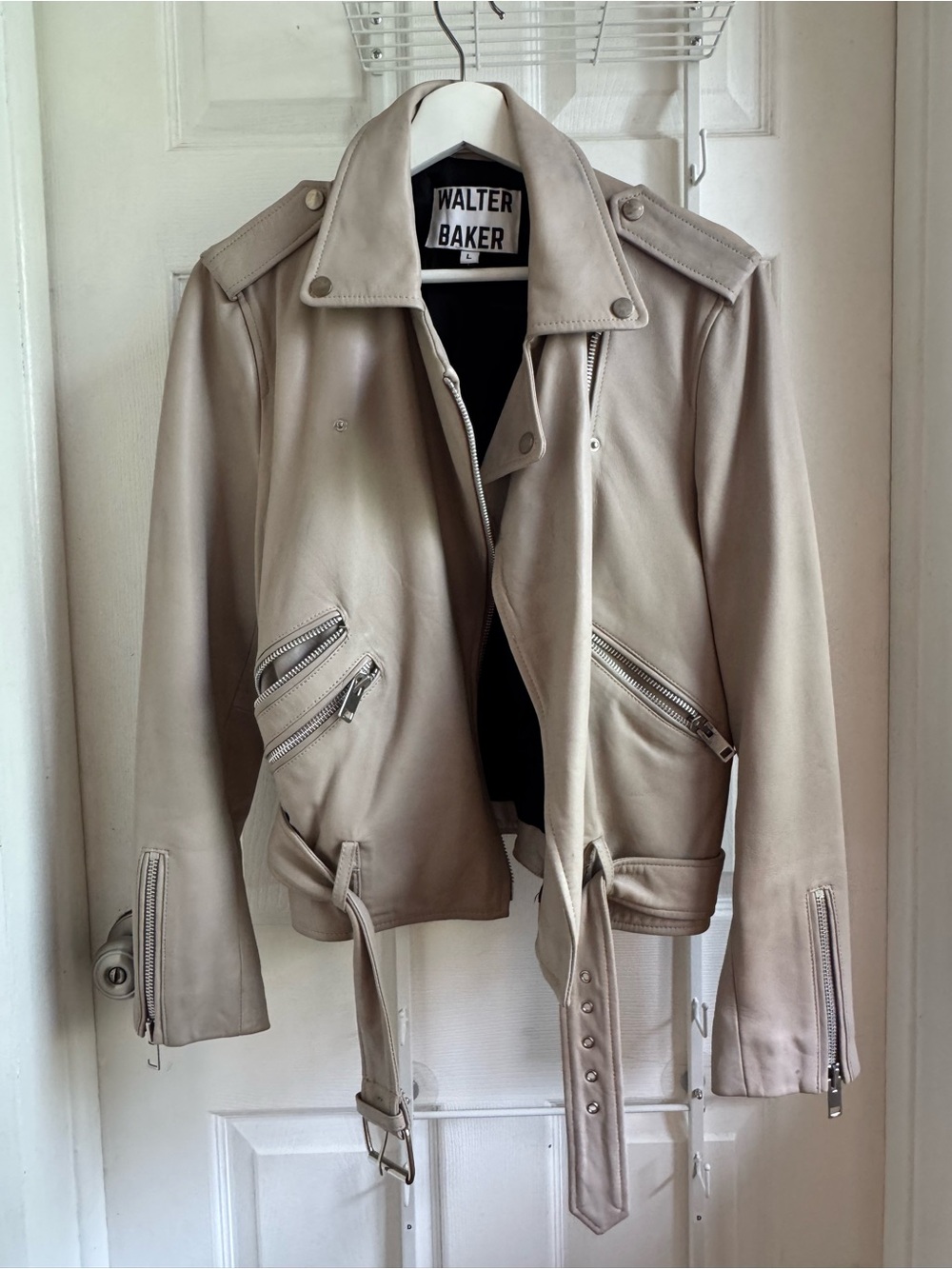 Walter Baker Women’s Taupe Leather Biker Jacket
